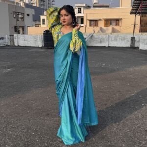 dual tone blue saree