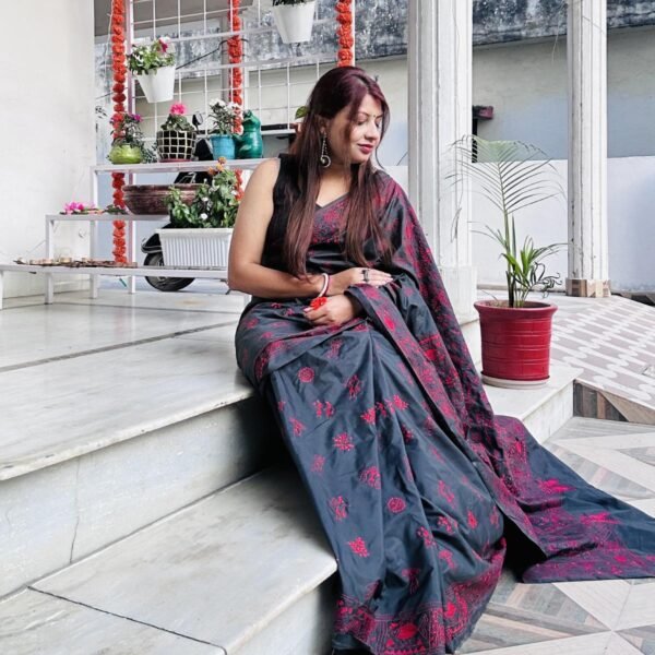 kantha stitch saree