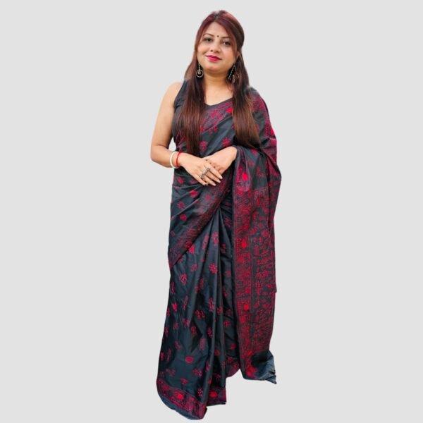 kantha stitch saree