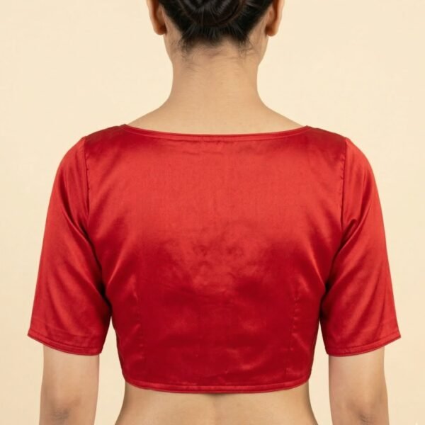 magenta satin cotton sweetheart neck blouse back